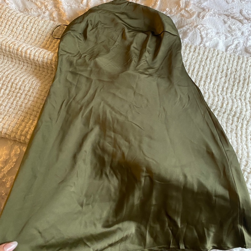 Olive halter mini dress (silk)